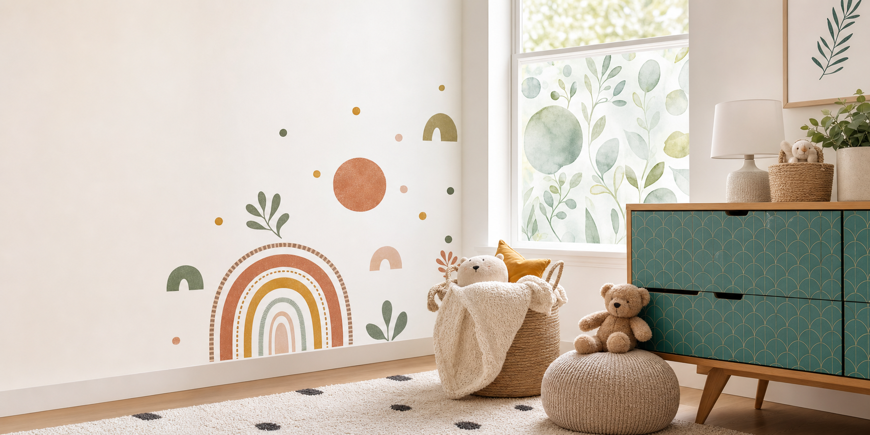 Nursery wall decal room scene