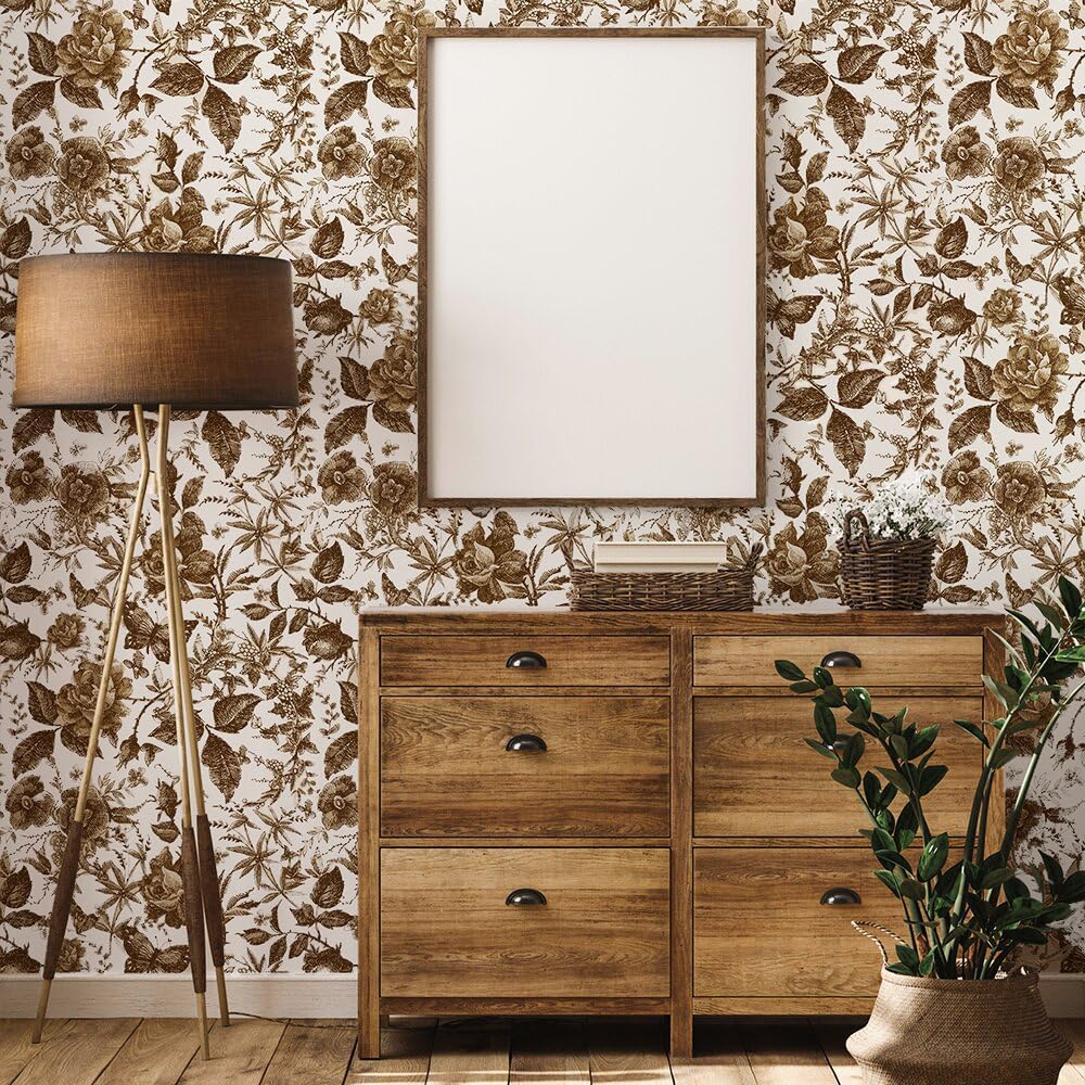 Butterfly Furniture Sticker Rose Floral Wall Decal Peel and Stick Wall Removable PVC Decor for Cabinet 15.75 * 98.43inch*1pcs