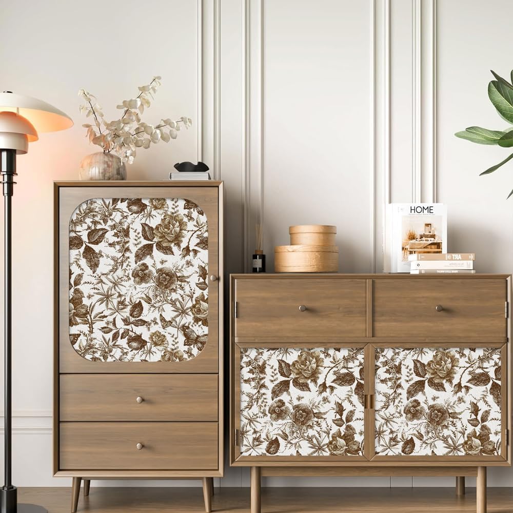 Butterfly Furniture Sticker Rose Floral Wall Decal Peel and Stick Wall Removable PVC Decor for Cabinet 15.75 * 62.99inch*1pcs